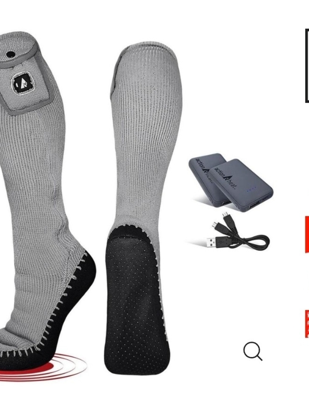 Actionheat Heated Rechargeable Grey Men's House Socks